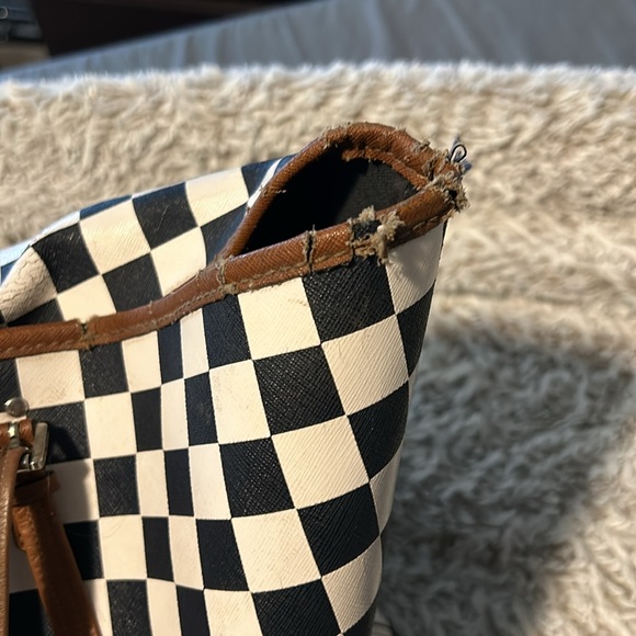 Rare Michael Kors Navy Checkered Tote - Picture 6 of 10